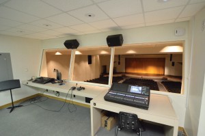 The control booth location provides limited access and an excellent view of talent on stage.
