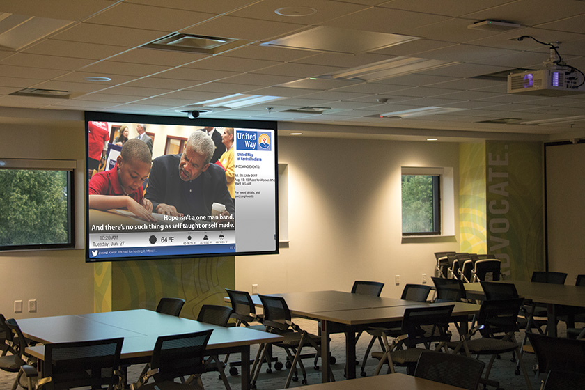 Austin Myers. Large and extra-large conference rooms feature projectors and retractable projection screens. Photo courtesy Austin Myers.
