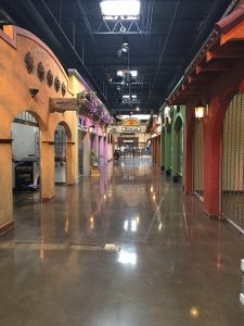 A look at one of the calles, which are well-lit and speaker-equipped hallways that lead off the main court area.