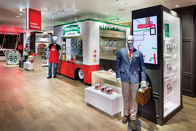 The “Anywhere Business Zone” Pizza Truck gives entrepreneurs the latest tools for business. The Subway Display features a portrait-mounted 46-inch display.