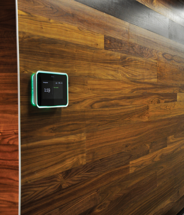 Room Schedules are on the left wall of the hallway outside the divisible conference/training rooms.