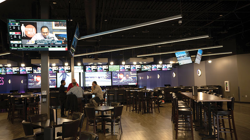 With the vast numbers and careful placement of screens in the bar area, customers don’t have to look far to watch their favorite sports games.