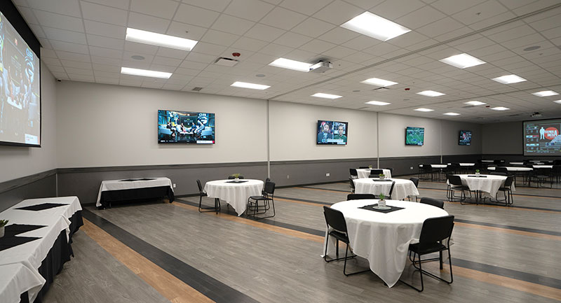 Divisible meeting rooms in All-Star Bowling can hold up to 300 guests when opened to their full size.