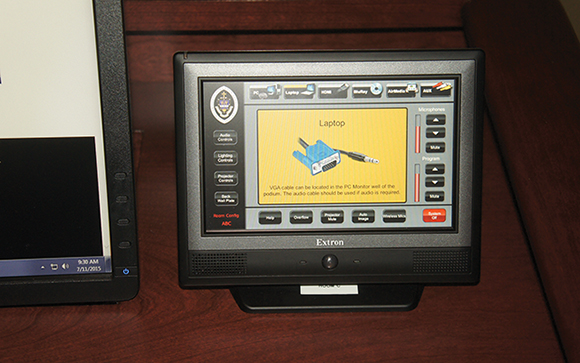 Five identical AV podiums provide a variety of localized source options, including built-in PC, Blu-ray player and AirMedia devices, as well as separate digital and analog connectivity options.