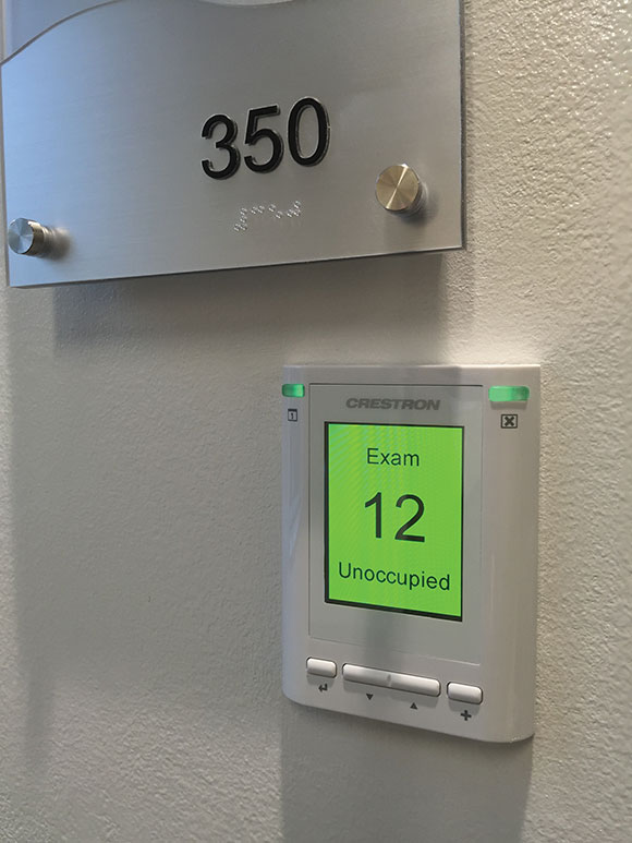 An occupancy indicator for hospital simulation training rooms.