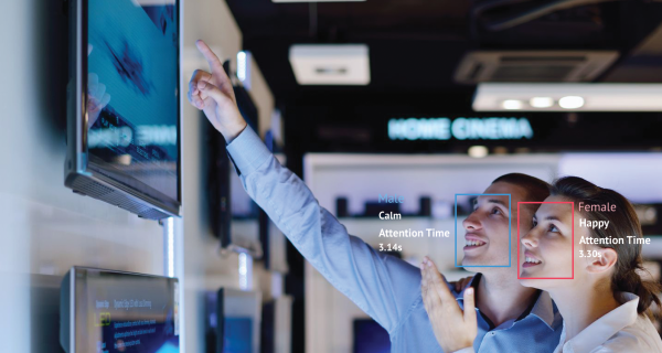 Signage systems using AI and video cameras enable emotion and demographic-based analytics.