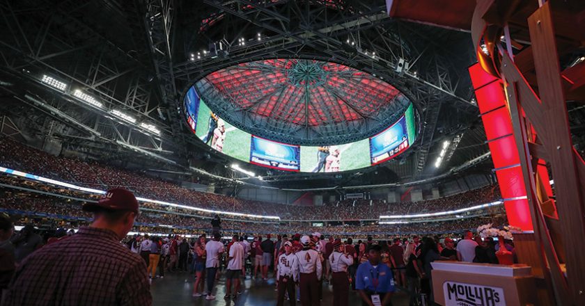 The remarkable 62,000-plus-square-foot Halo videoboard is the first thing you see when you walk in, and it demands your attention throughout the game.
