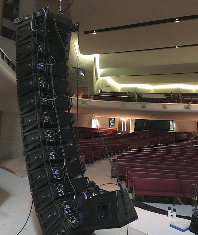 Meyer Sound LEOPARD line array in lake avenue church