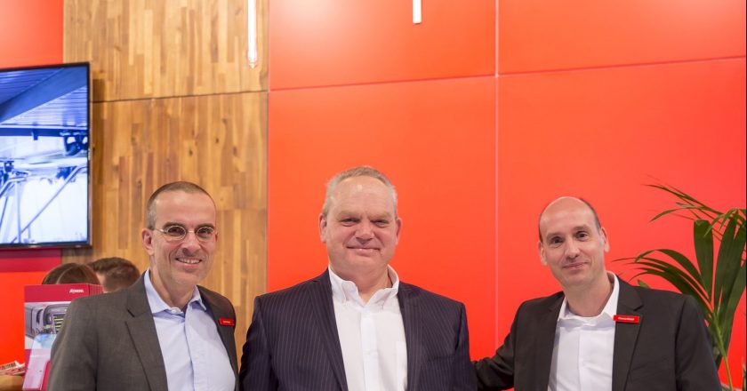 Martin Berger, CSO of Riedel Communications; Arie van den Broek, CEO of Archwave; and Thomas Riedel, Founder and CEO of Riedel Communications