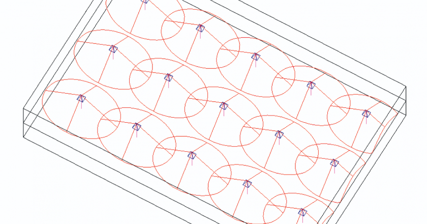 Figure 1. Projected coverage cones for ceiling loudspeaker system.