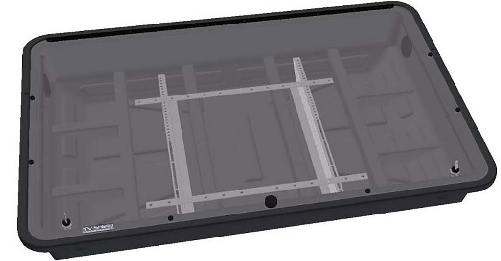 Protective Enclosures Co.’s Universal Mounting System works with either the TV Shield or the Display Shield outdoor TV cabinet.