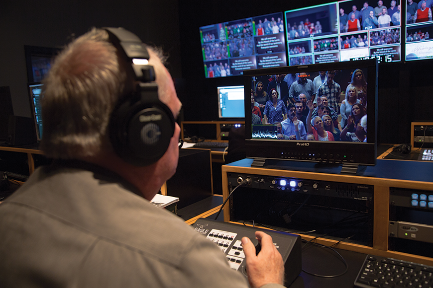 The video control room was reoriented by 90 degrees and outfitted with new furniture to accommodate the new HD-capable equipment and create a more streamlined workflow for the production staff.