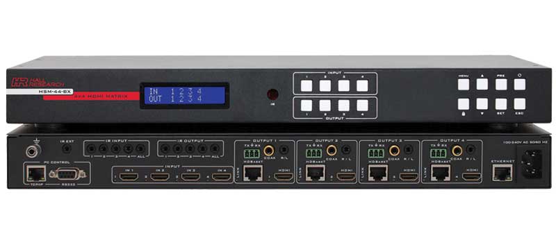 4K 4X4 HDMI Matrix Switch with HDBaseT™ and HDMI Outputs