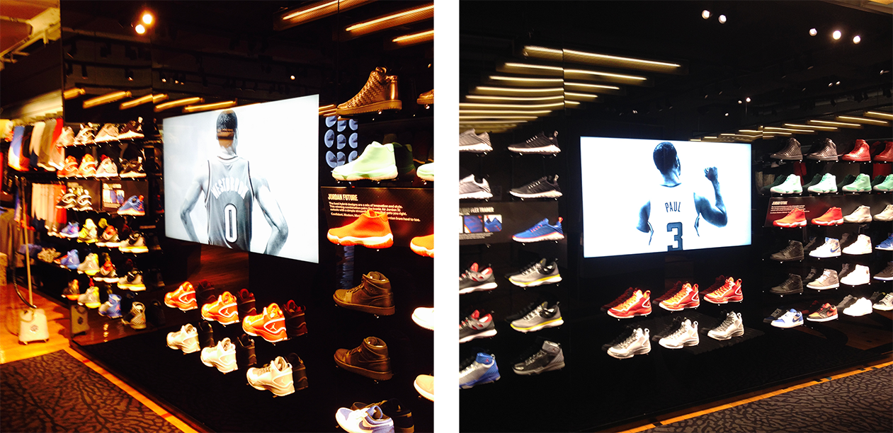 interactive video displays at the nike jordan store