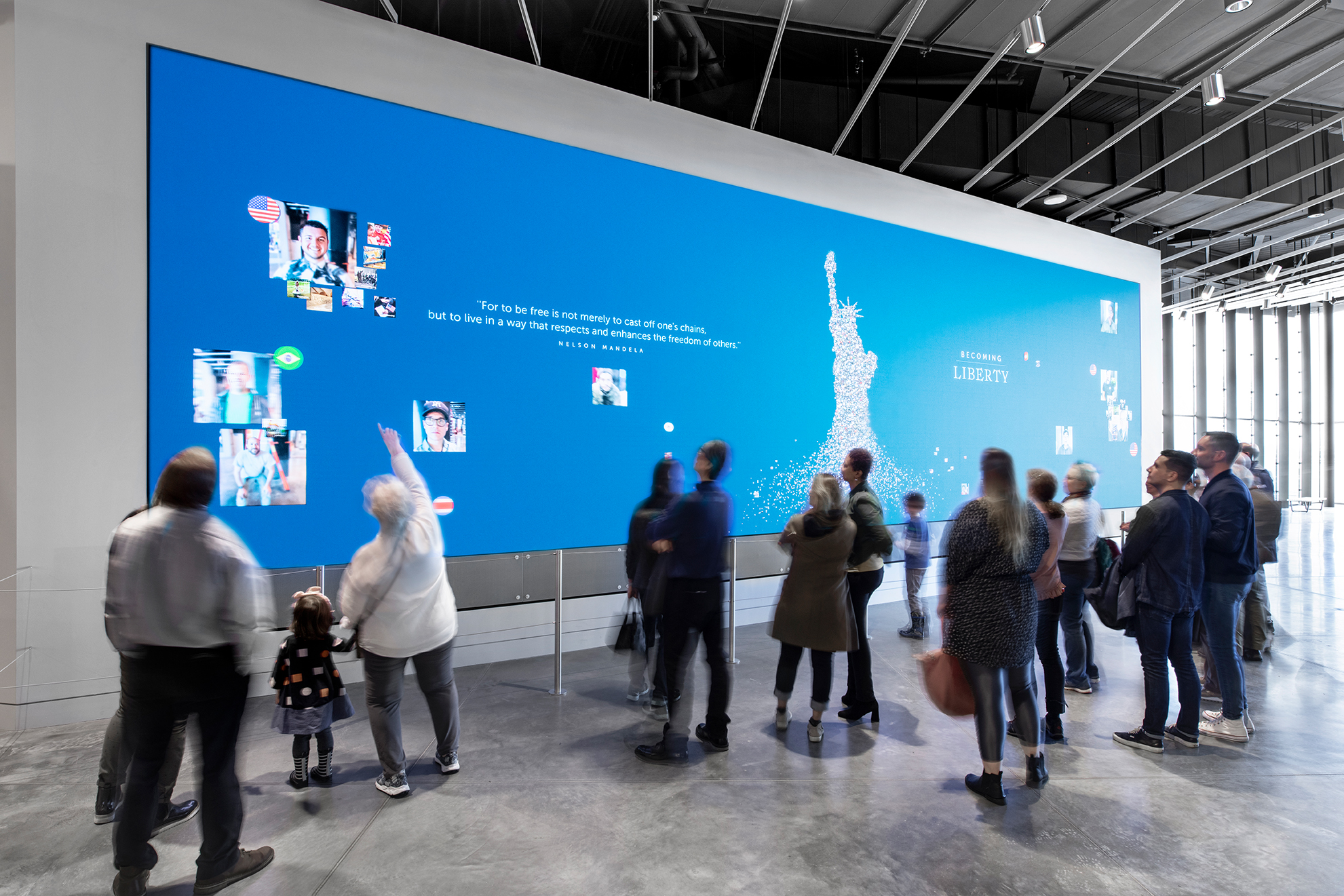 videowall at the statue of liberty museum